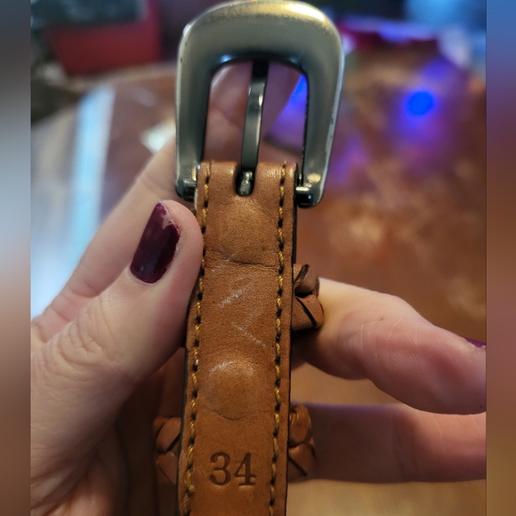 Brown Braided Leather Mens Belt, 34 - Picture 4 of 9